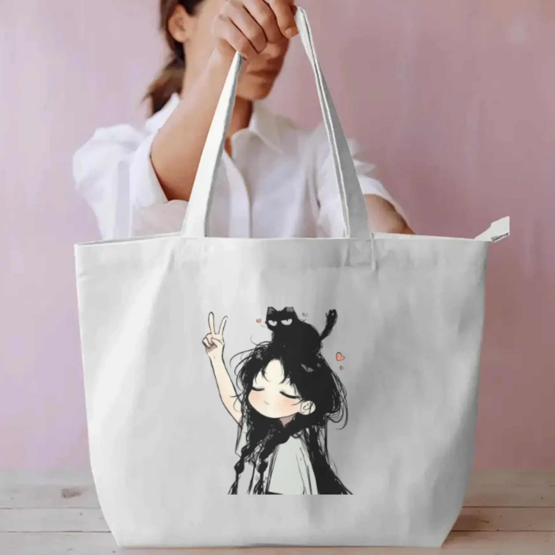 Dreamy Girl & Cat Tote Bags
