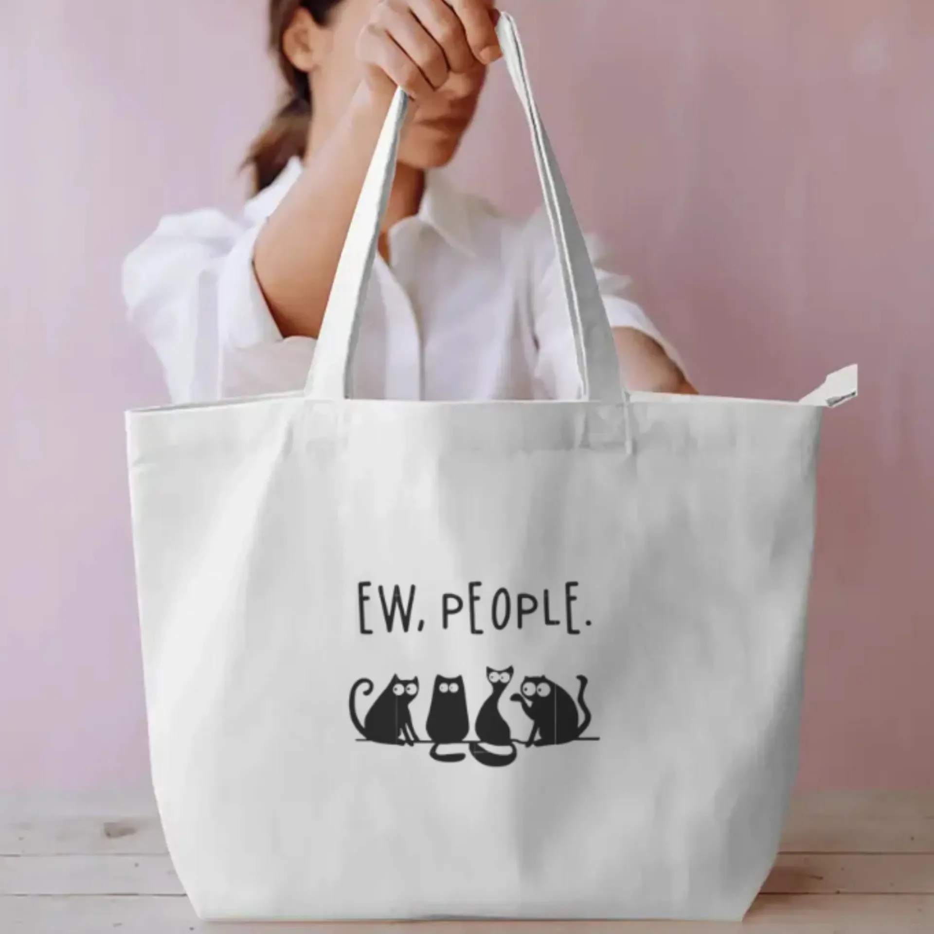 “Ew, People” Cat Attitude Tote Bag