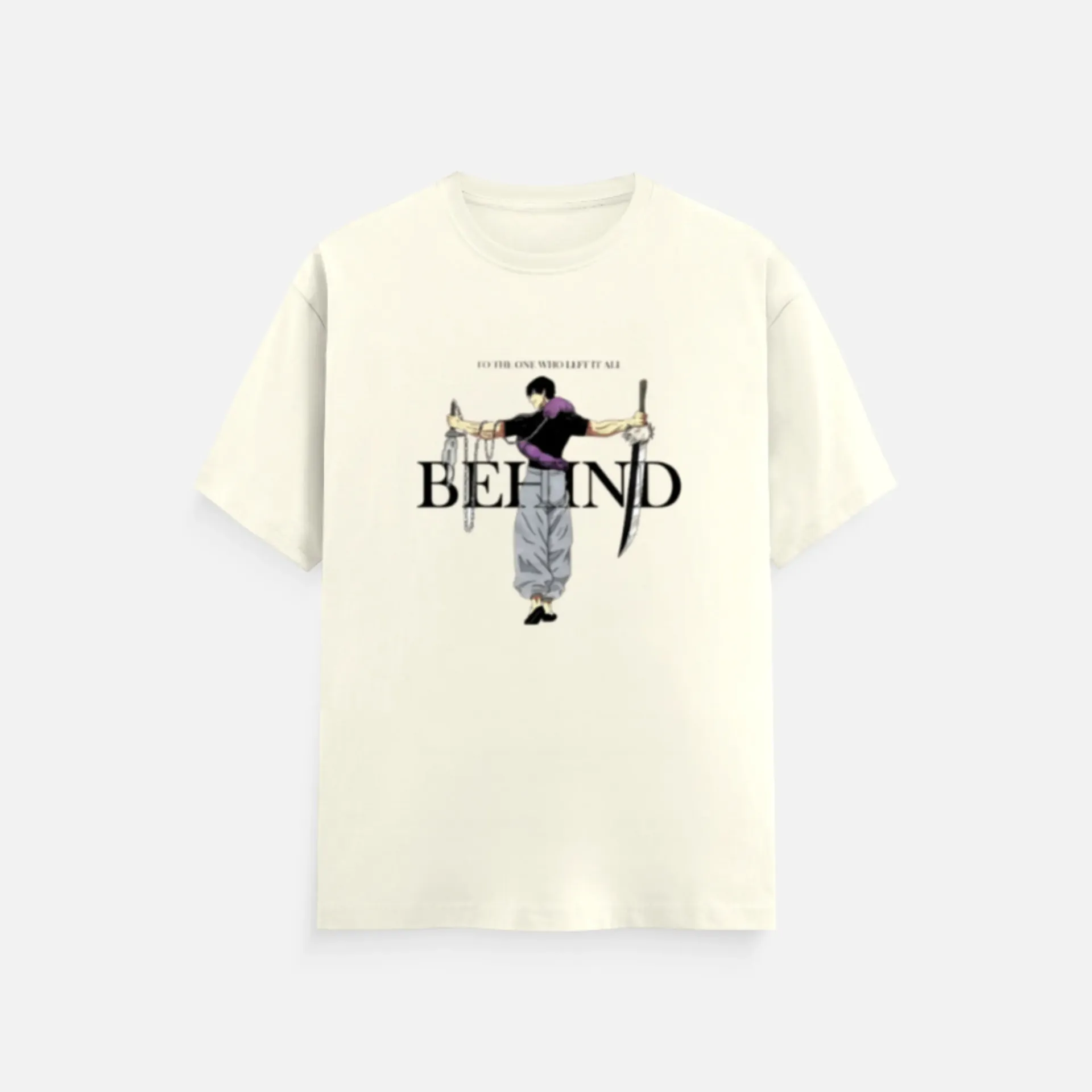“Leave It All Behind” Anime Graphic Unisex Cotton T-Shirt – Minimal Aesthetic Streetwear Tee